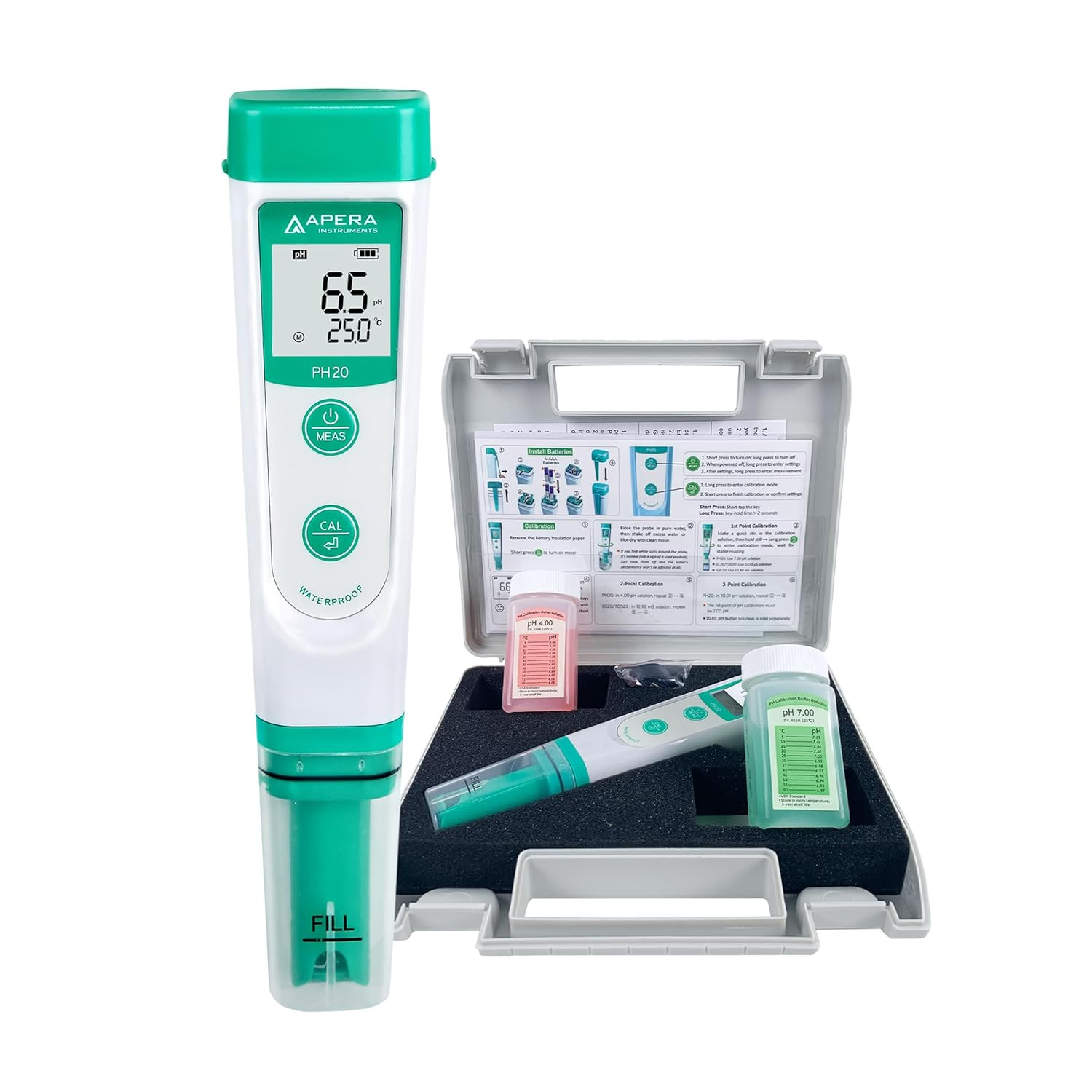 AI209 Value Series PH20 Waterproof Ph Tester Kit, ±0.1 Ph Accuracy
