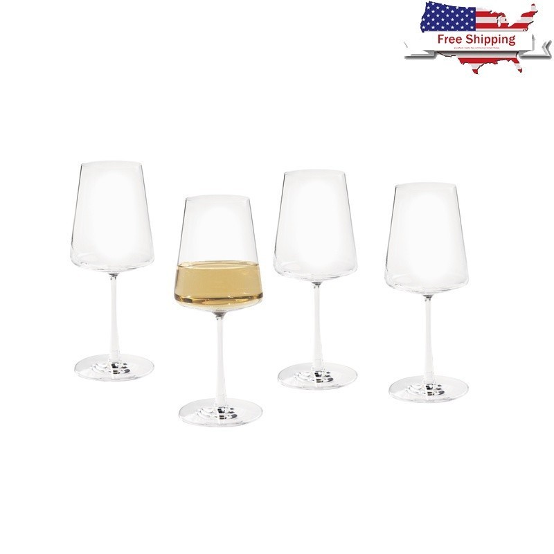 Clear Flared White Wine Glasses Stemware Set 4 Pack Chardonnay Pinot Grigio New