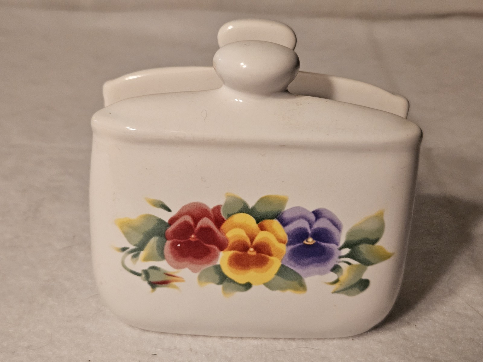 EUC Jay Imports Corelle Coordinates Summer Blush Pansy Flowered Napkin Holder