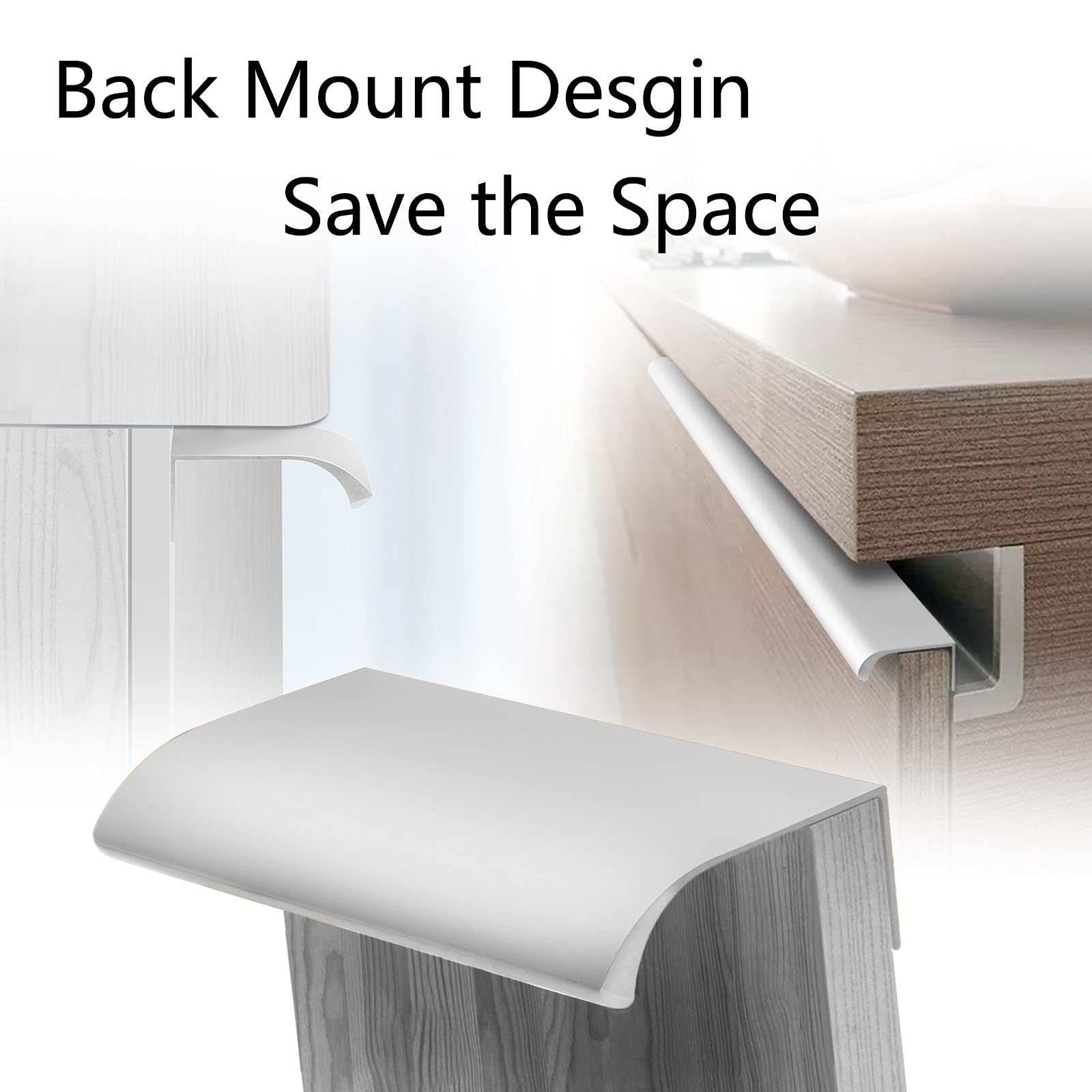 Back Mount Finger Edge Pull 80mm/3.15″, Aluminum Hidden Handle Concealed Tab …