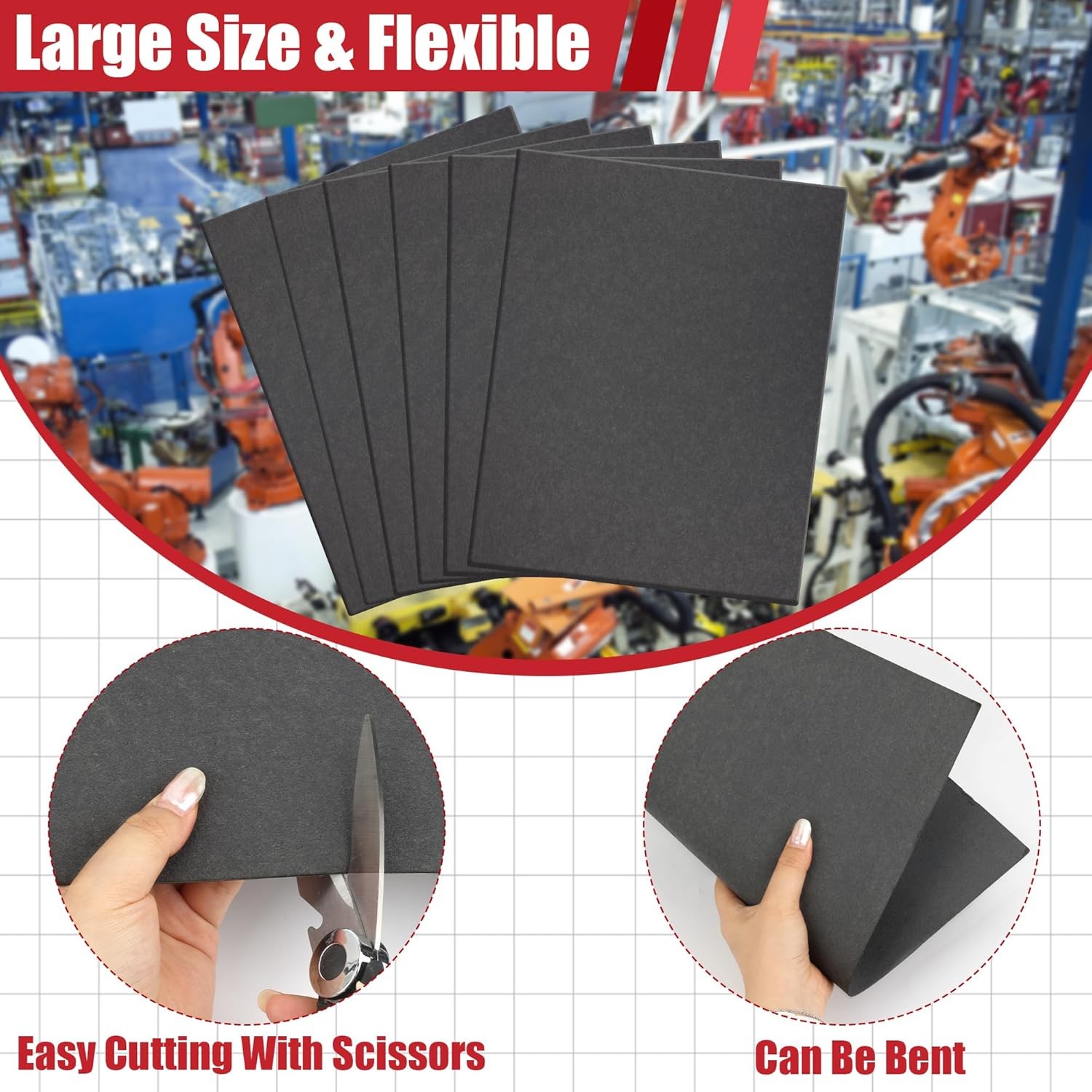 Anglekai 3PCS/ 6PCS Gasket Material Sheet, Non-Asbestos Exhaust Dark Grey
