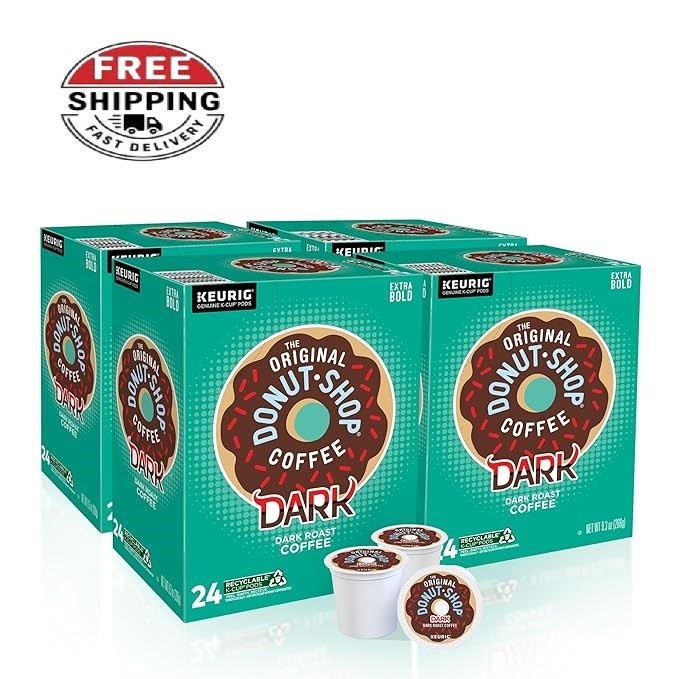 The Original Donut Shop Dark Coffee Keurig K-Cup Pods, Dark Roast, 96 Count