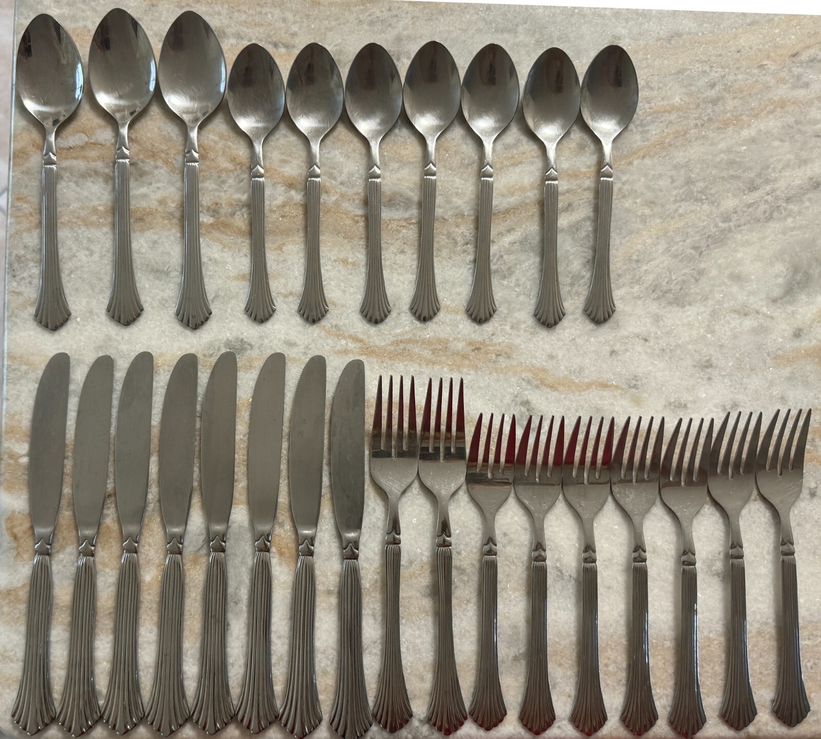 28pc Drama Stainless by Stanley Roberts Rogers, Ridges, Flared, Glossy