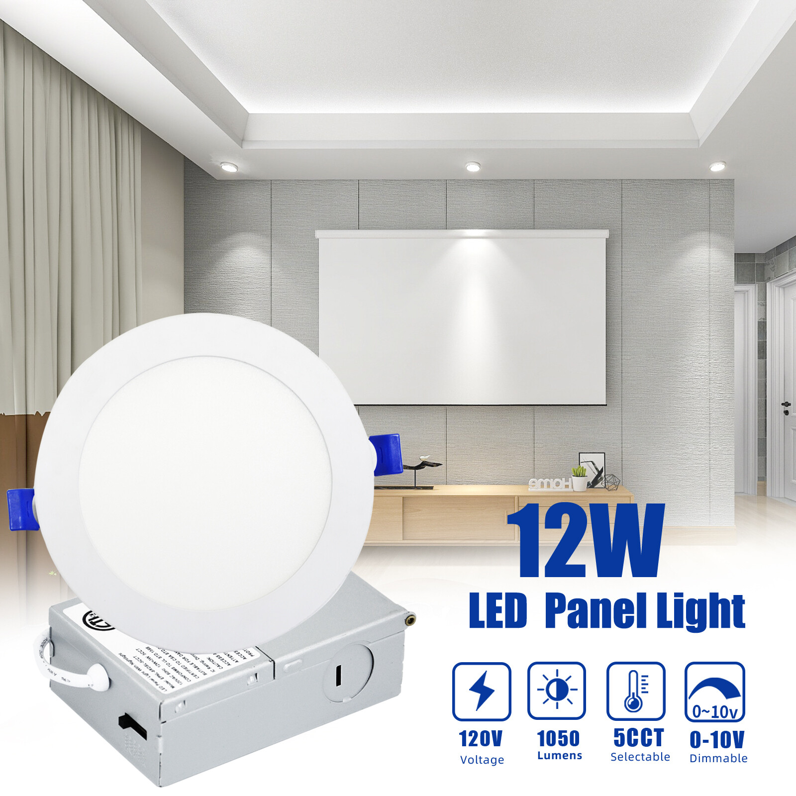 6” Ultra-thin Canless LED Recessed Downlight – 12 Watts CRI90 -ETL cETL Listed