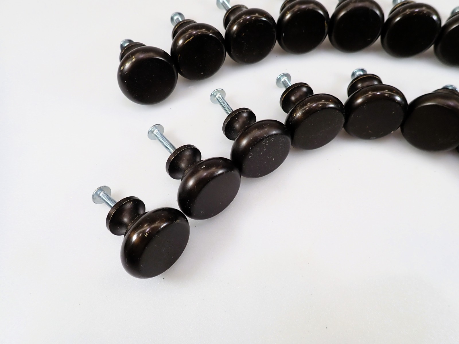 Vintage Solid Brass Cabinet Knobs Lot of 20 Oil Rubbed Bronze Dresser Pulls NOS