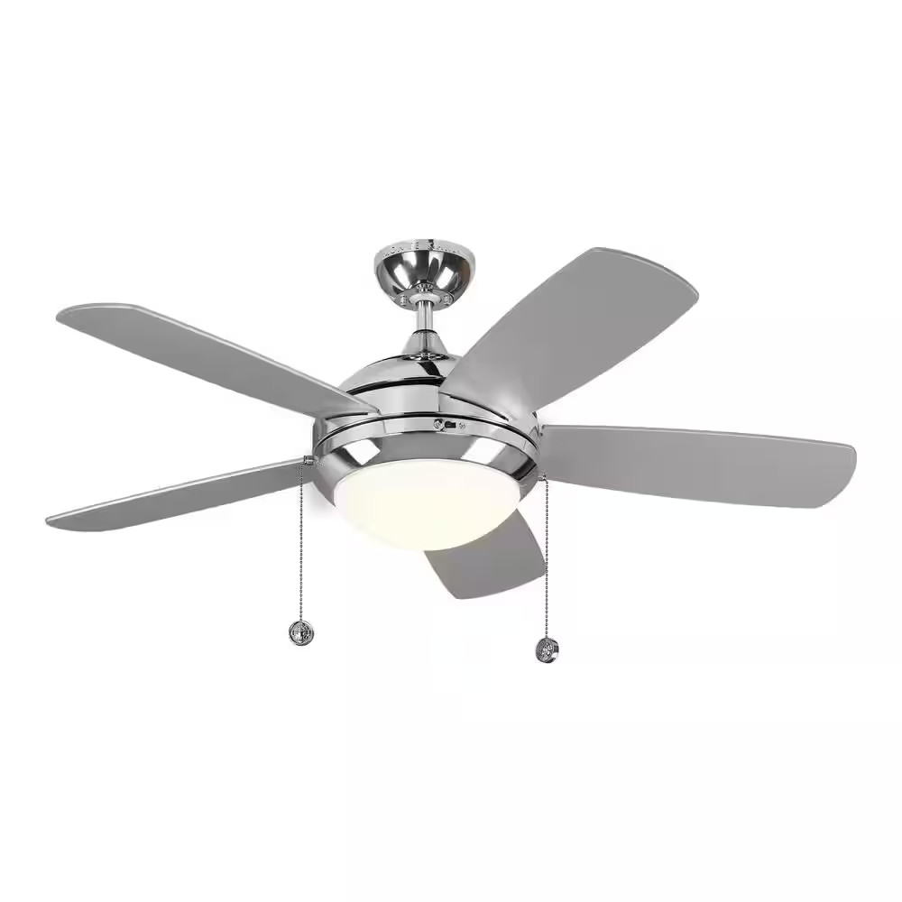 Discus Classic 44 In. Modern Integrated LED Indoor Polished Nickel Ceiling Fan w