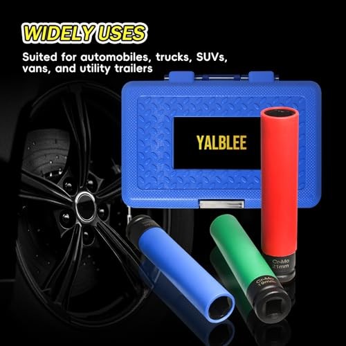 3 PCS Extra Long Lug Nut Socket Set, 1/2″ Drive Impact Sockets, 17mm 19mm 21mm