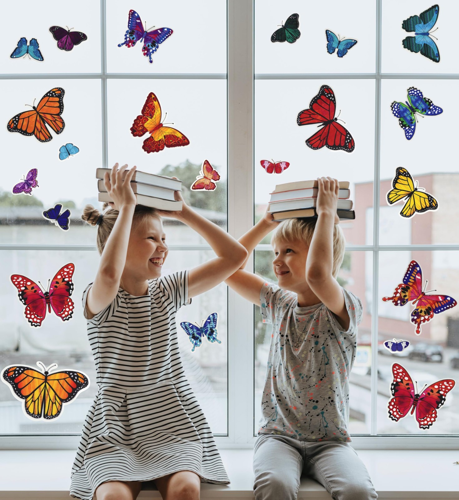 100-Count Static Cling Vinyl Window Decorations, Butterflies (5 Sheets of 20)