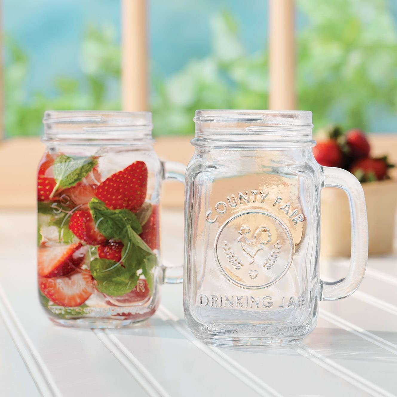 2 pack 16oz Glass Mason Jar Mug with Handle – Clear Drinking Jar for Iced Coffee