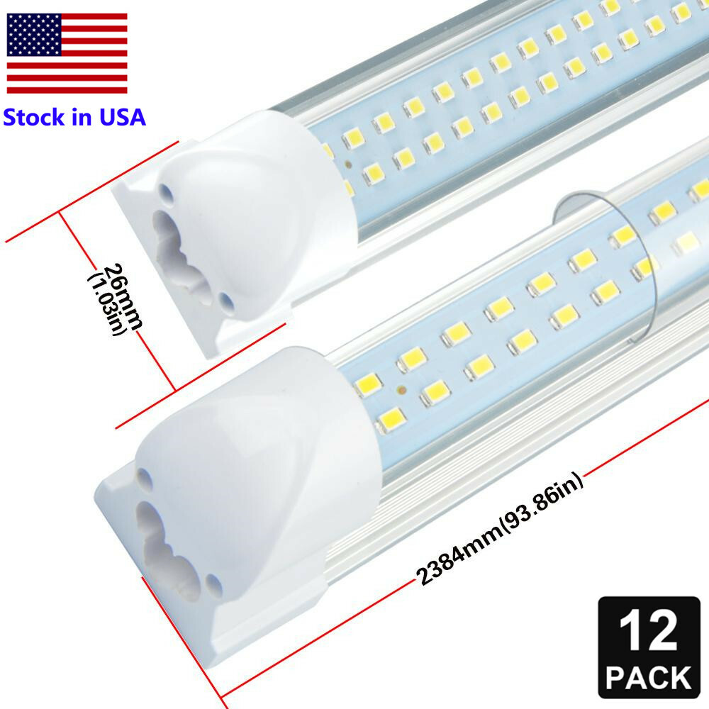 12Pack 8FT LED Linkable Shop Light for Garage, T8 8feet LED Tube Light Fixture