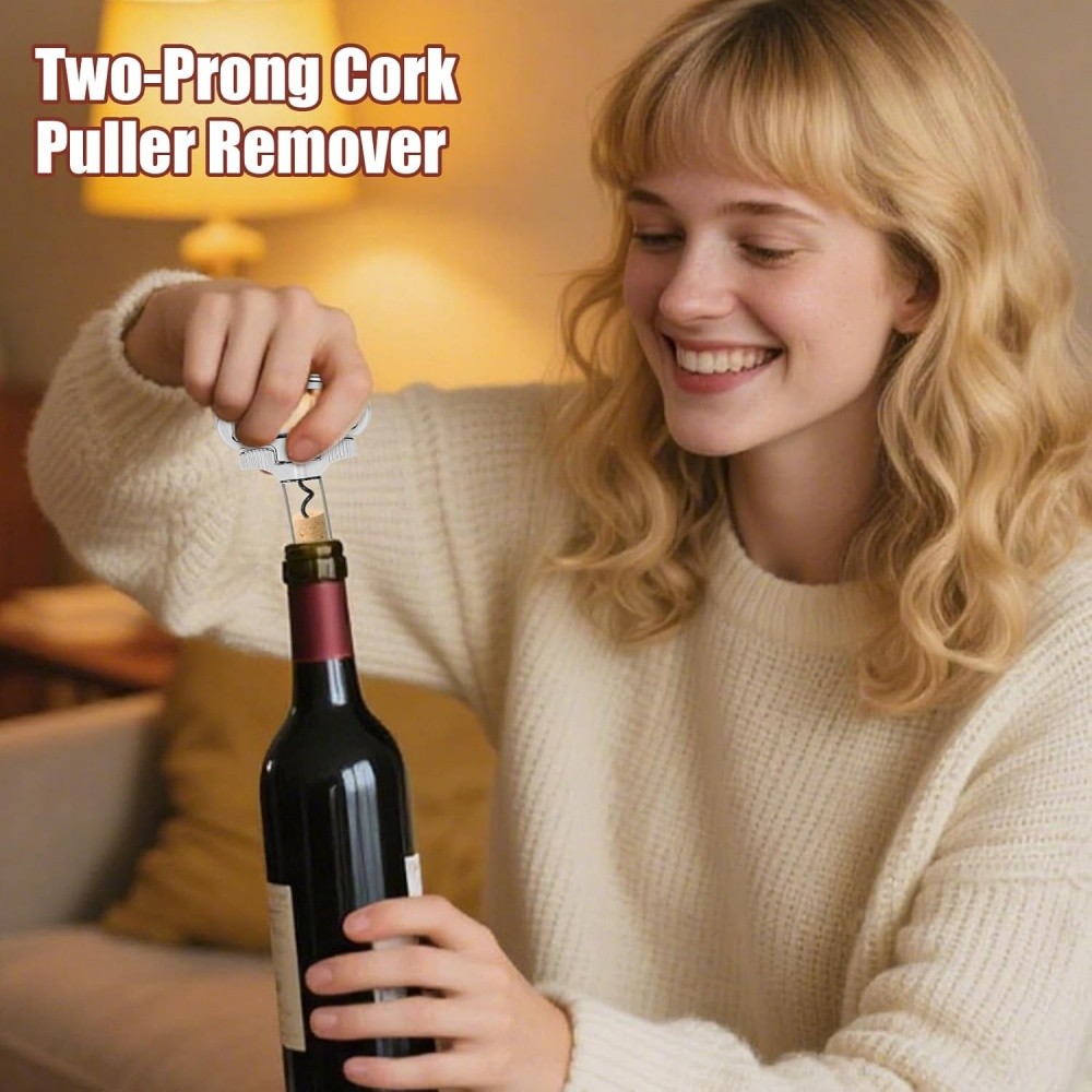 Multifunction Two-Prong Cork Puller Remover Ah-So Old Wine Opener For Bar Travel