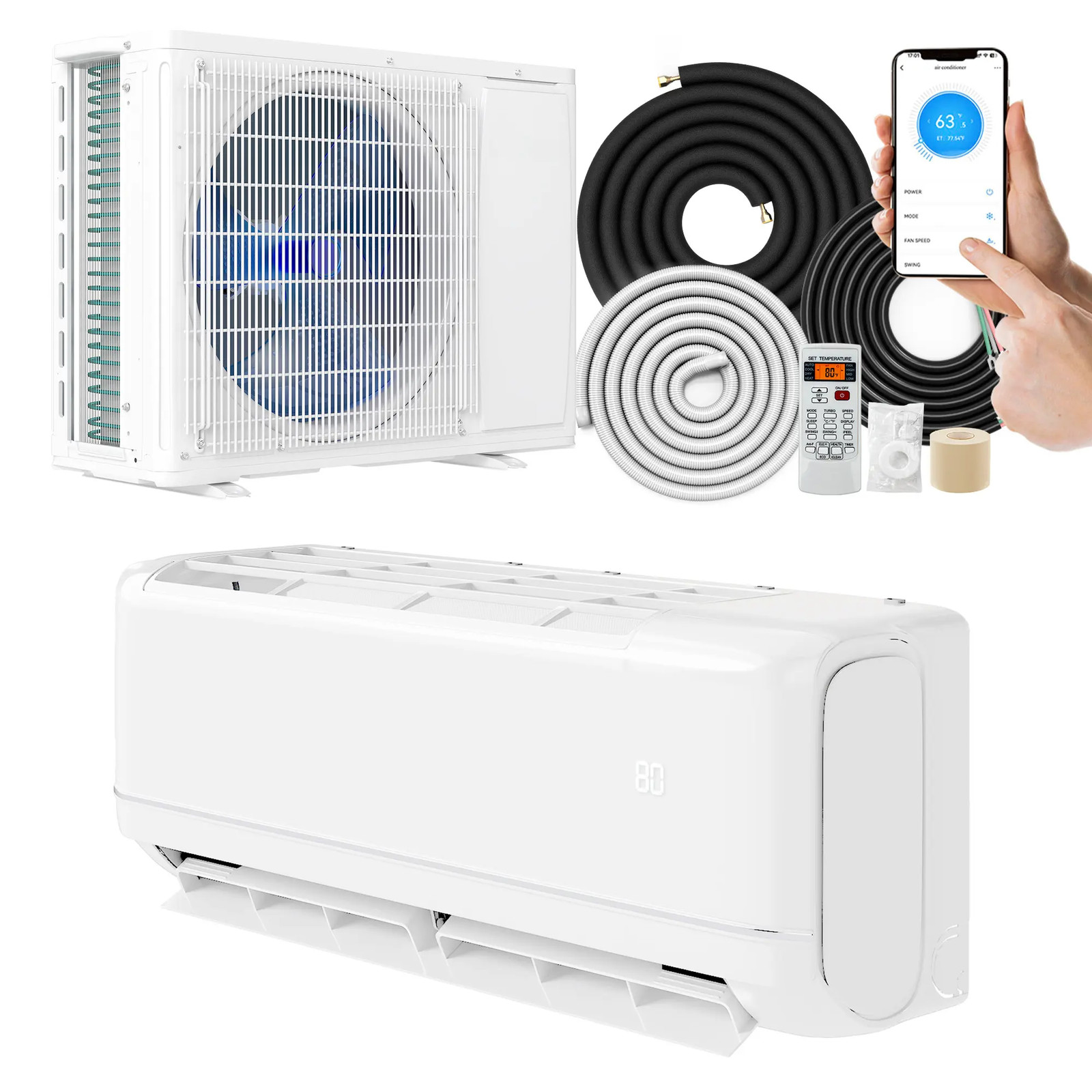 YITAHOME 24K BTU Split Air Conditioner Heat Pump System 220V Up to 1500 Sq. Ft