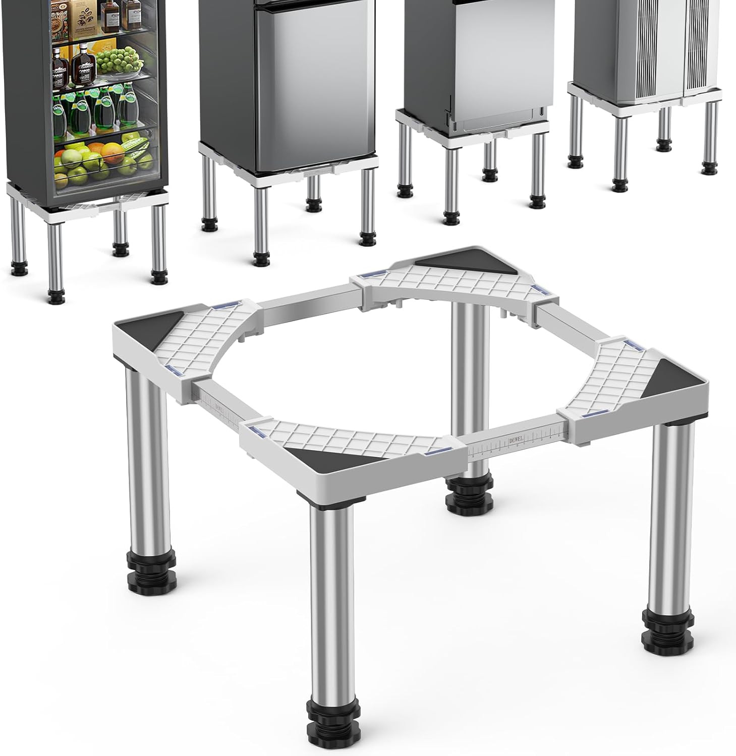 Adjustable Mini Fridge Stand 13″-14.2″ with Anti-Vibration Feet, 660Lb Capacity