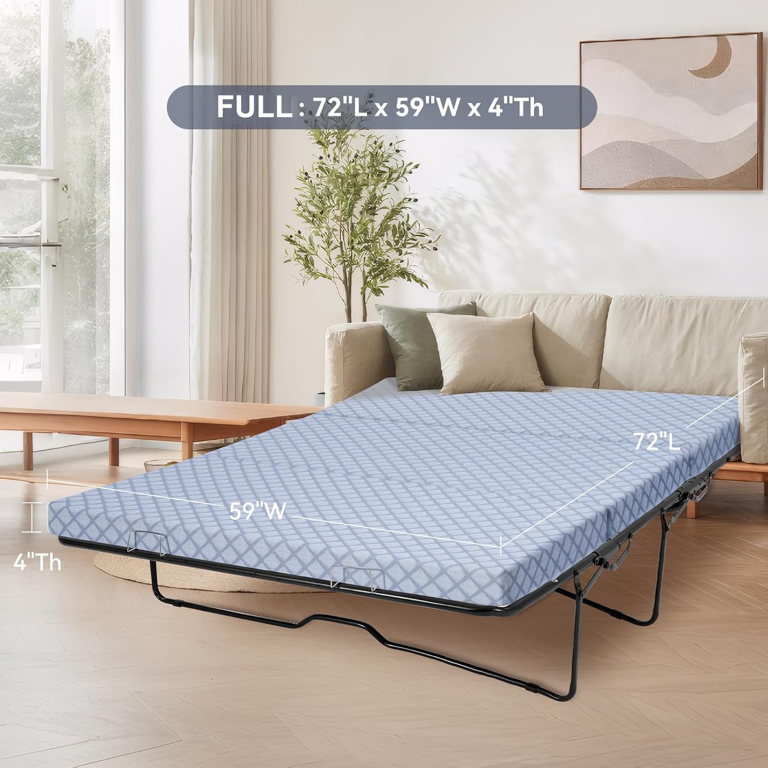 Foldable Sofa Bed Replacement Mattress Memory Foam 4″ Pull Out Sofa Bed Mattress