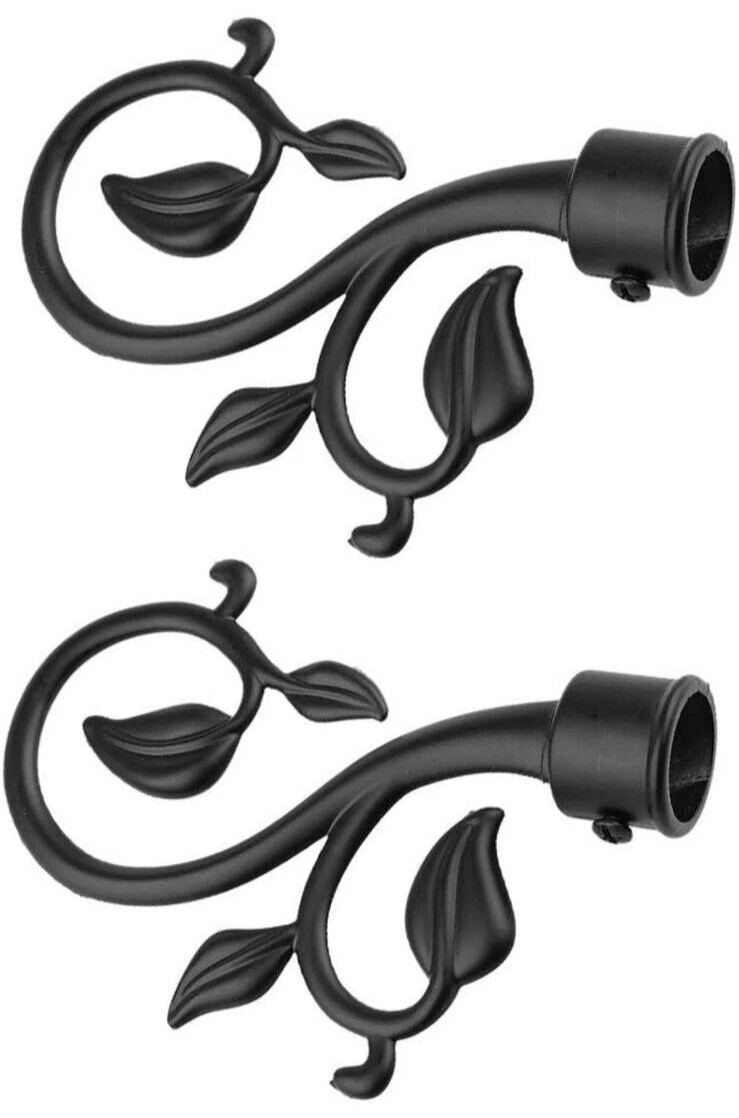 Black Curtain Holdbacks Pair Metal Leaf Vine Curtain Tiebacks 22mm Rod