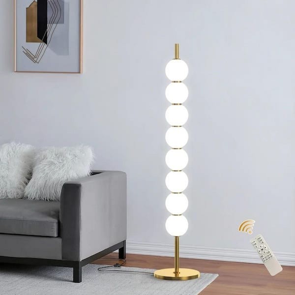 Genoci Column 47.2 in. Gold Modern 8-Light Integrated Standard LED Floor Lamp