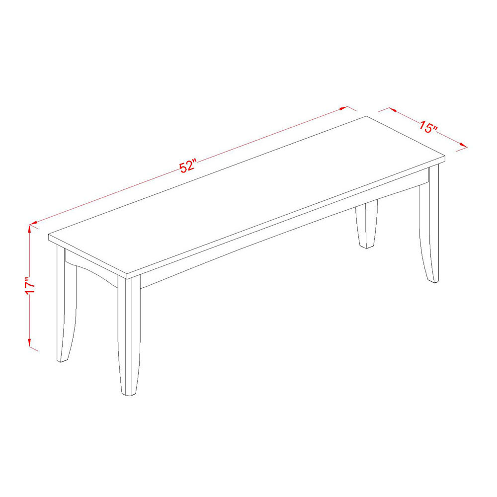 Solid wood Parfait kitchen dining bench in cherry black from East West Furniture