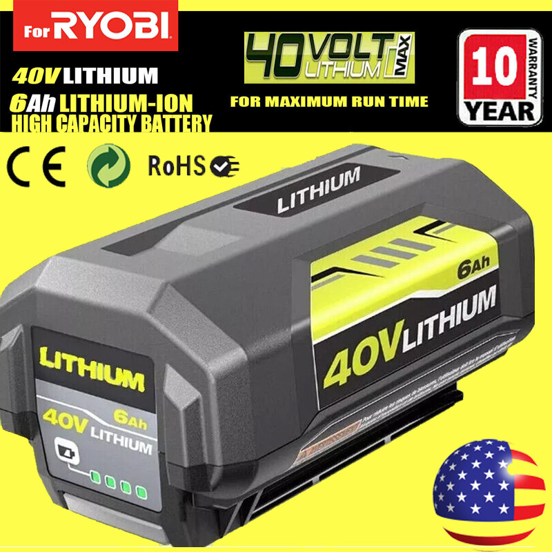 40V Battery For Ryobi 40V 6.0Ah Lithium OP4060 OP4030 OP4050 OP40602 OP40261