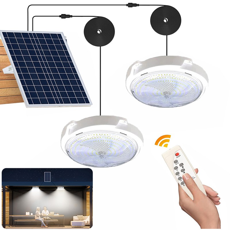 Solar Panel Powered Light Pendant Ceiling Lamp Indoor Outdoor Garden Shed Barn
