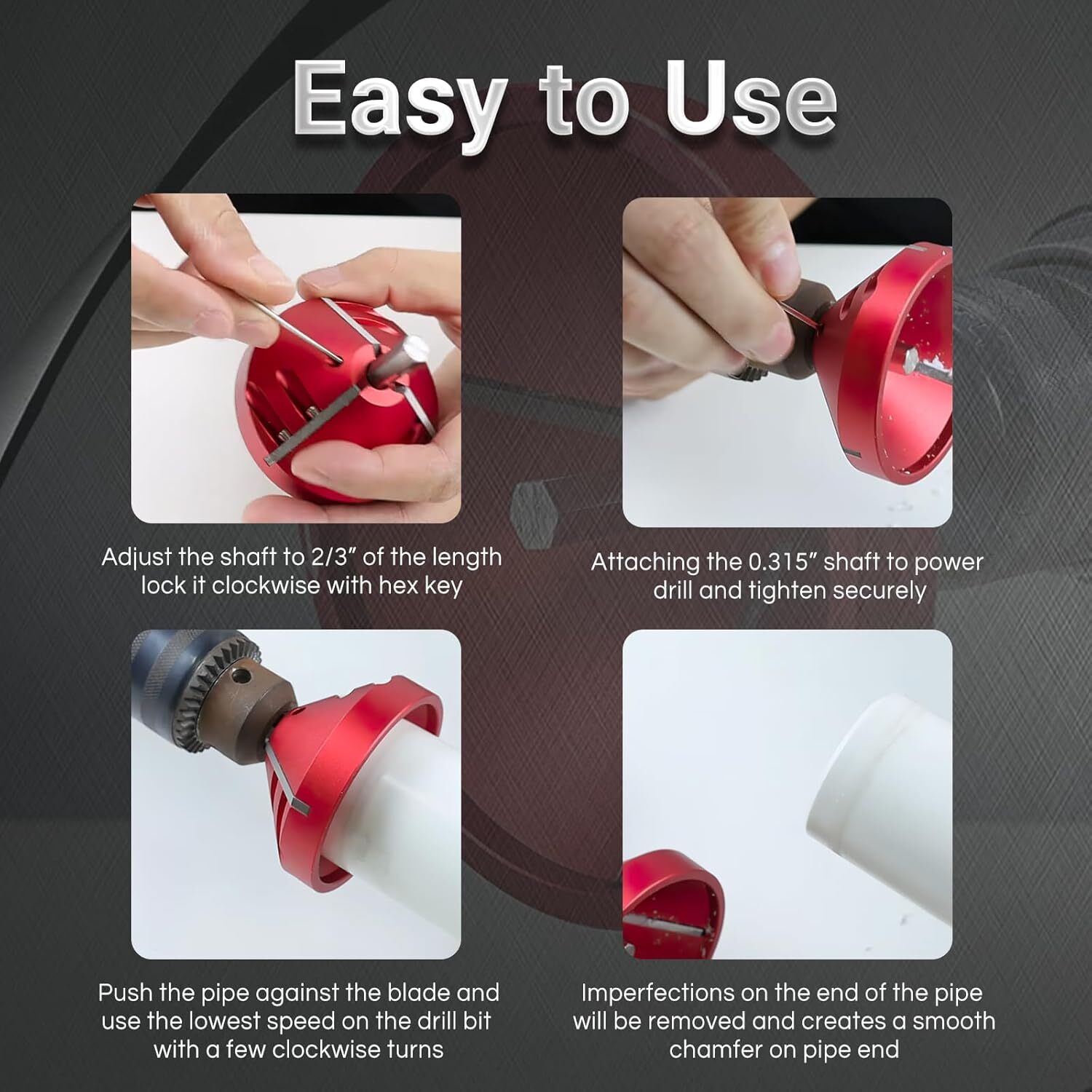 2 in 1 PVC Deburring Tool, Inner/Outer Chamfer Tool Fit for PVC/CPVC/ABS/PP Pipe