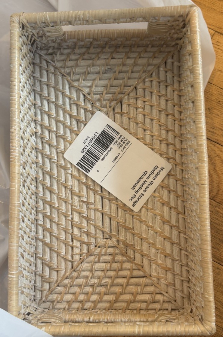 West Elm Modern Weave Storage Medium Nesting Rectangle Whitewash photo sample