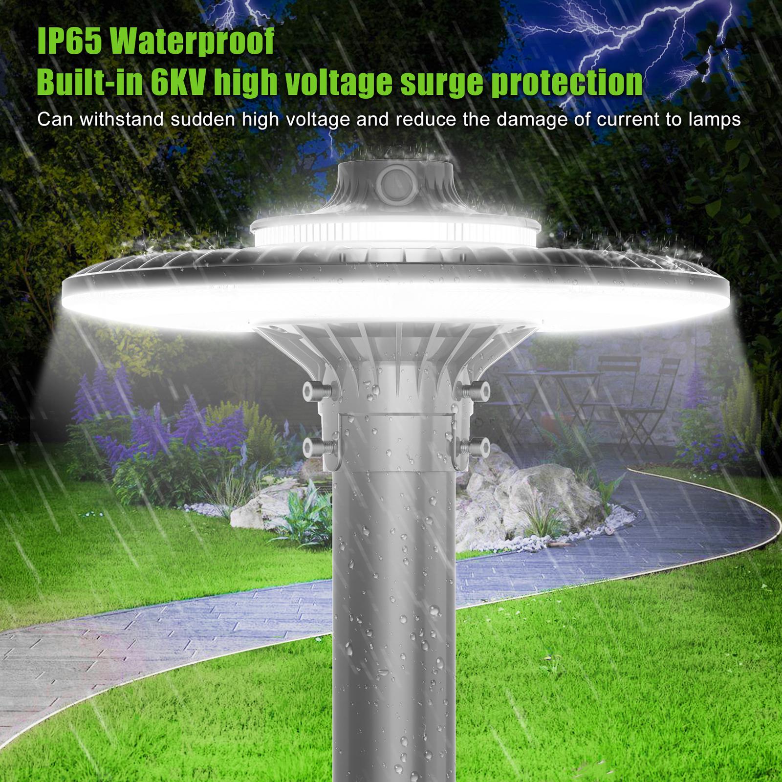 Dusk to Dawn 200W LED Circular Post Top Light Commercial Fixture For Parking Lot