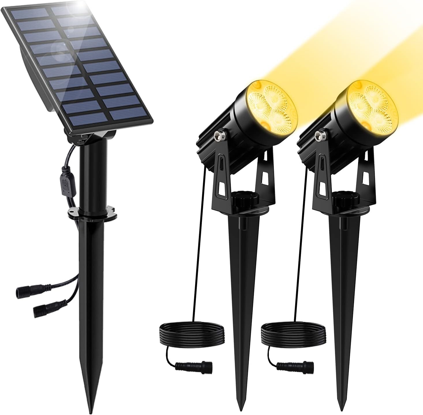 2 in 1 Spotlights Solar Outdoor Lights 3000K Warm White Landscape Lights Garden