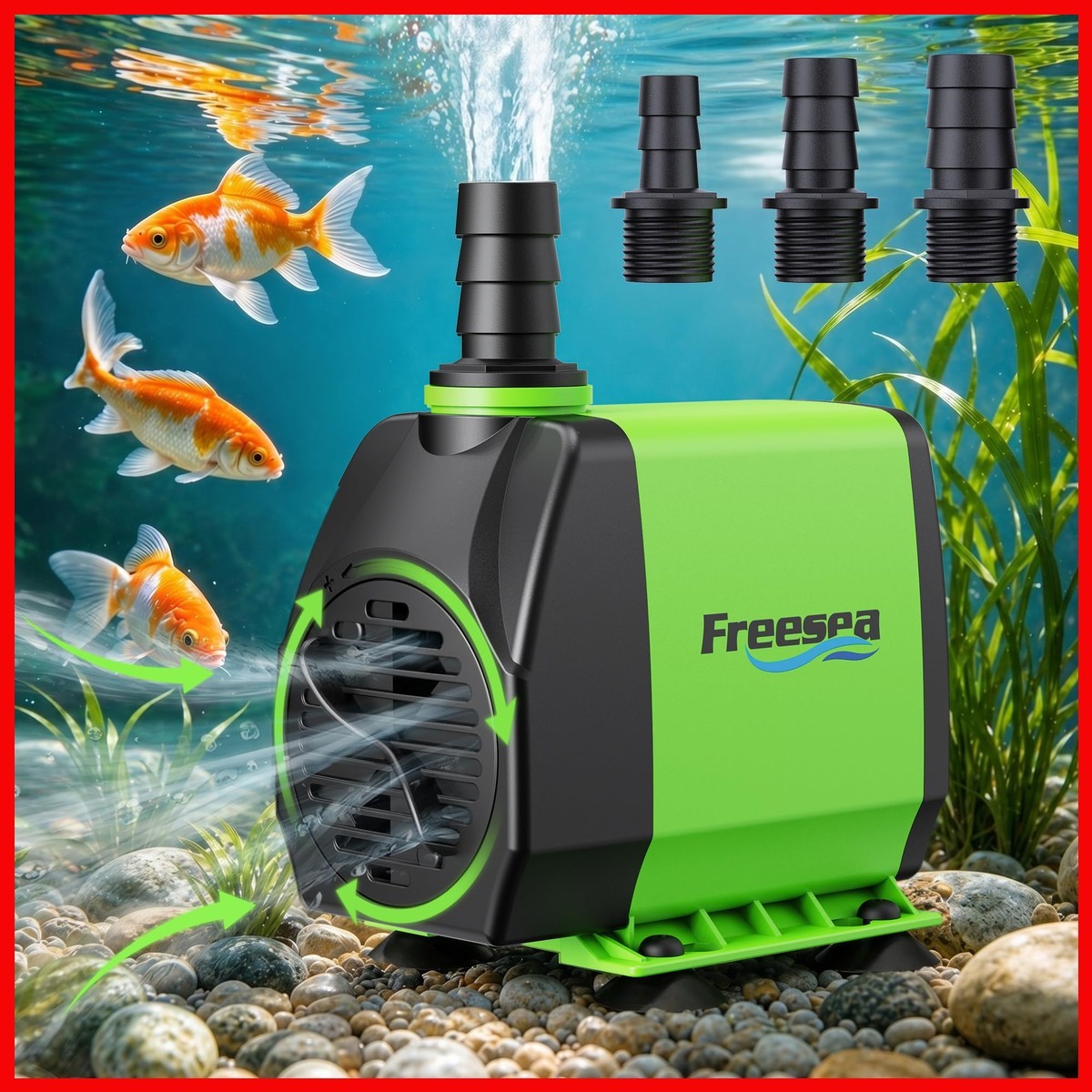 FREESEA 800GPH Small Pond Pump Circulate 500-1200 Gallon Pond In 1-2 Hours FS045