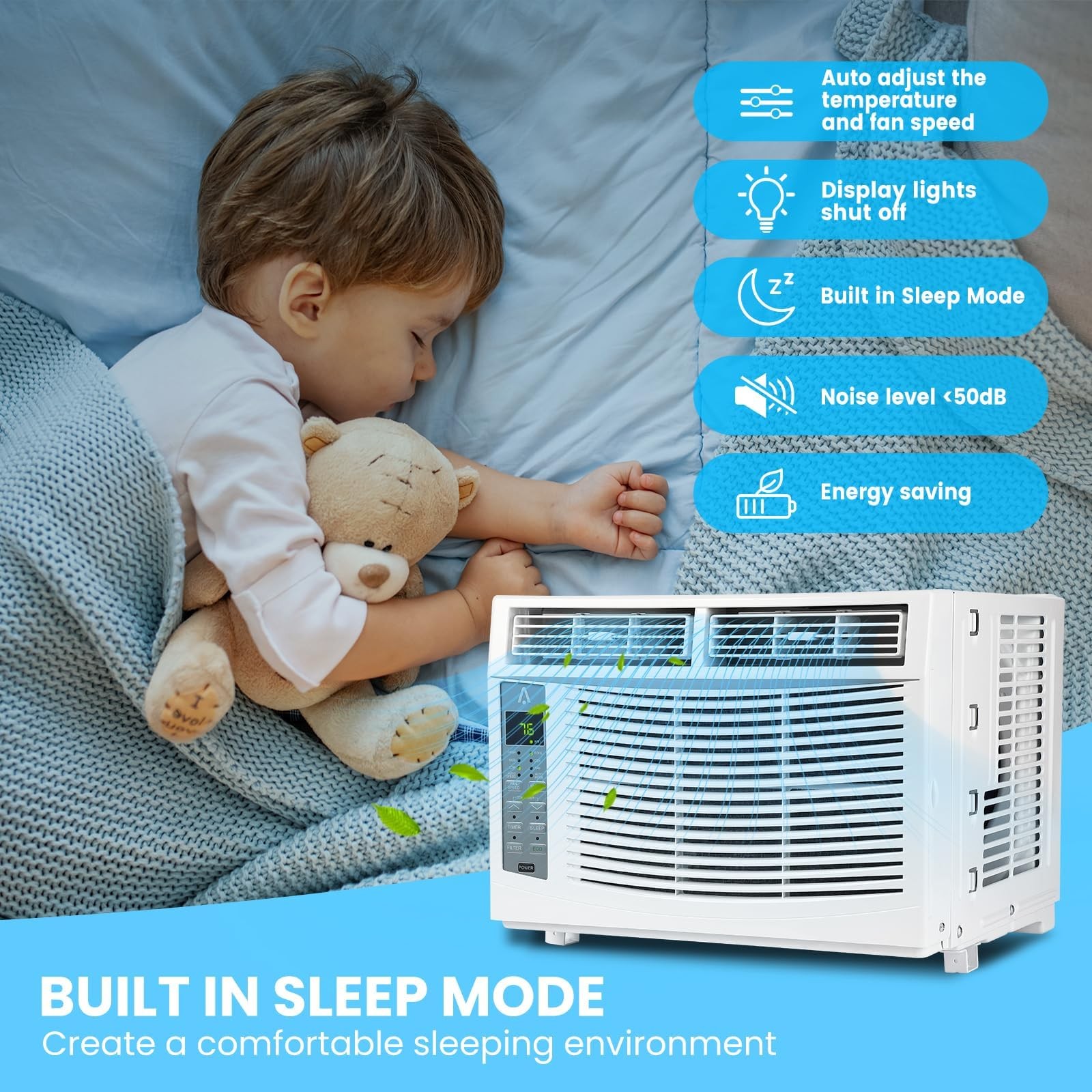 🔴6000 BTU Window Air Conditioner for Rooms Up to 350 Sq Ft Quiet Operation 115V