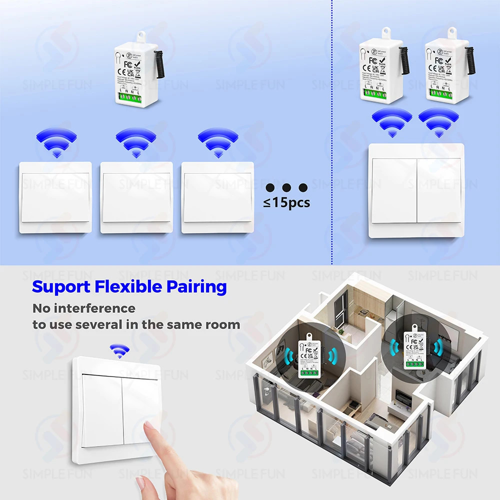Mini Wireless Remote Control Light Switch 110V 220V 230V No Battery Required Sel