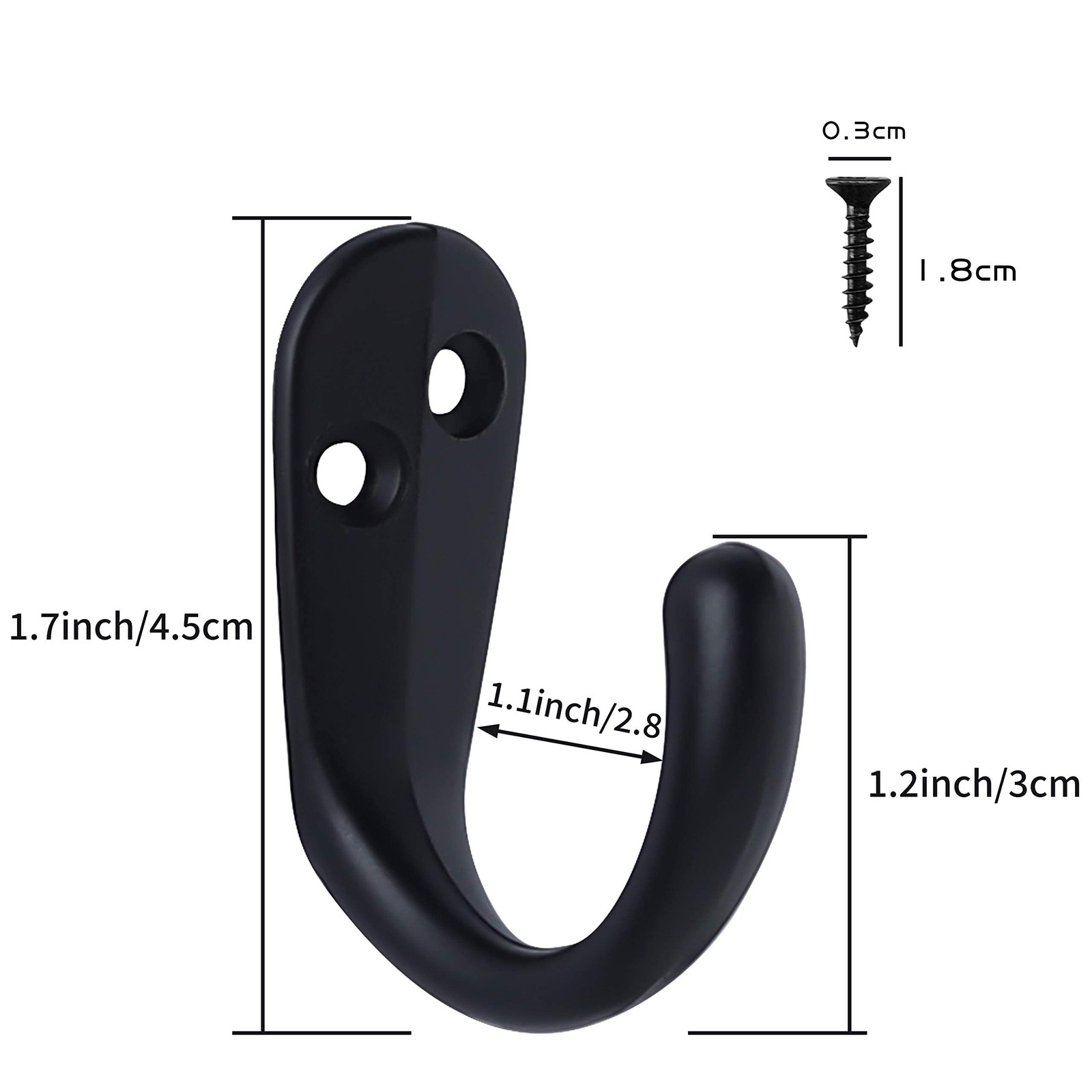 20PCS Coat Hooks Wall Mounted Single Prong Robe Hook for Hanging Towel Hooks wit