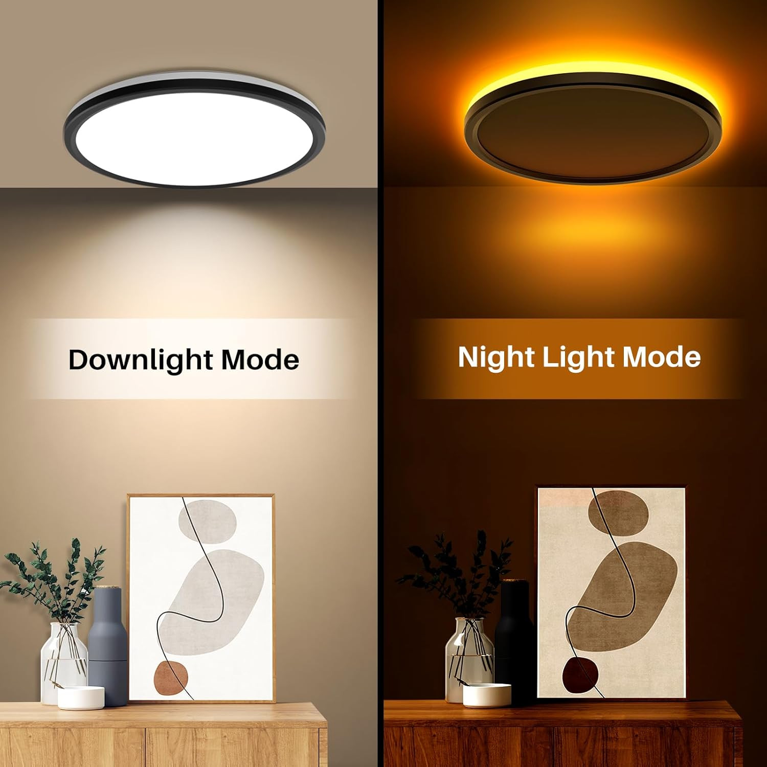 12Inch LED Flush Mount Ceiling Light with Remote Control, Dimmable Night Light 1