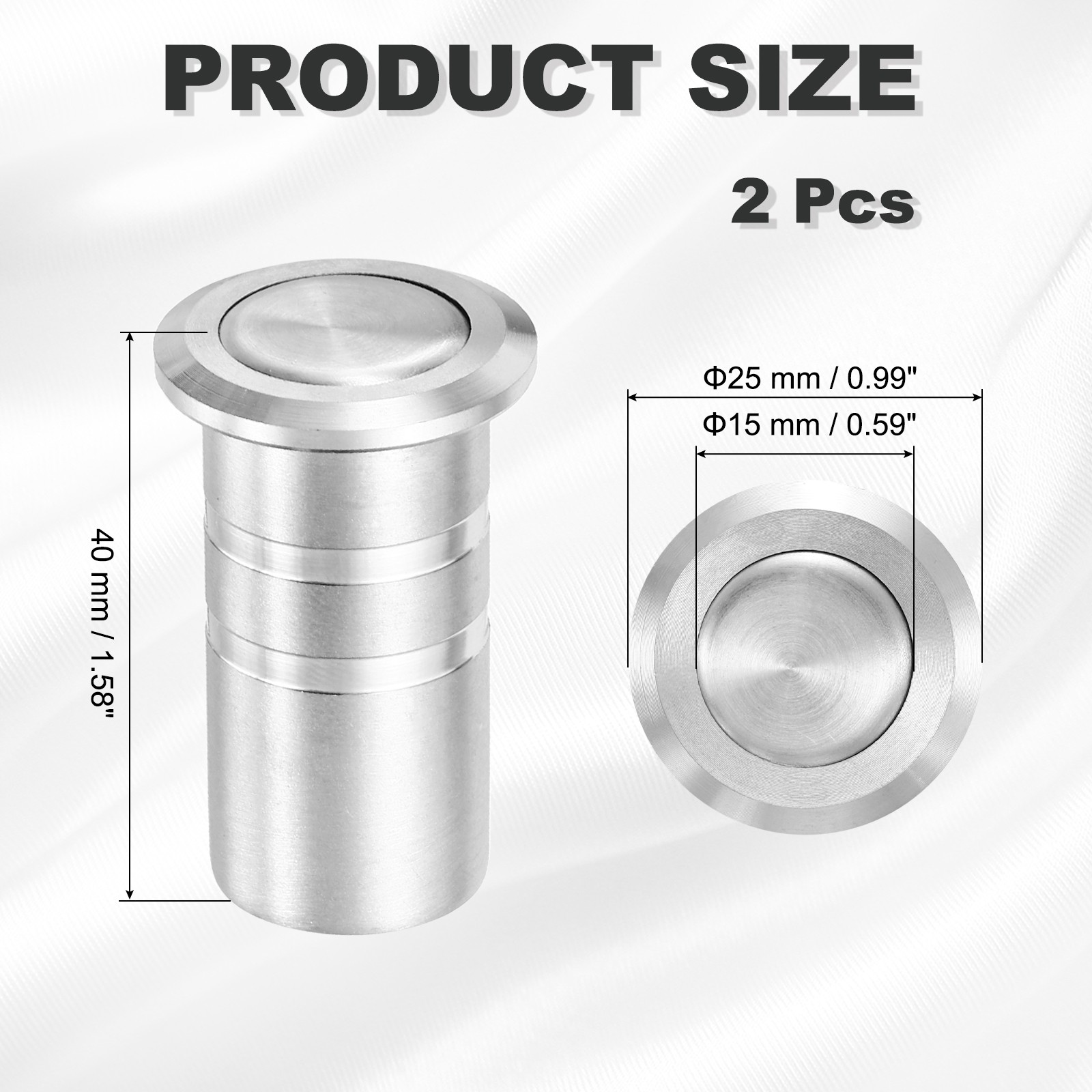 2PCS 0.59″ Door Latch Dust Protector Dust-Proof Sliding Lock Insert Silver