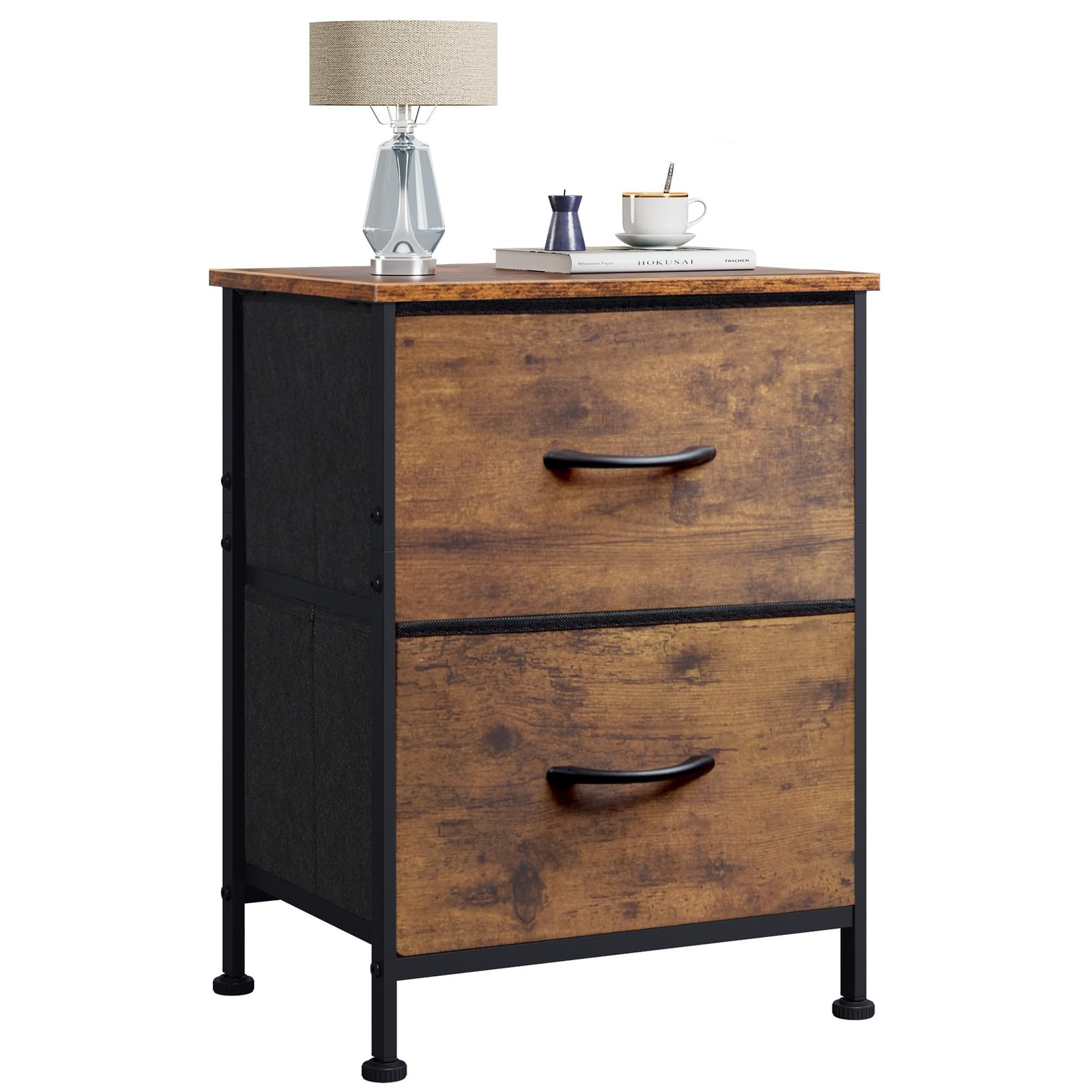 WLIVE Nightstand, 2 Drawer Dresser for Bedroom, Small Dresser with 2 Drawers, Be
