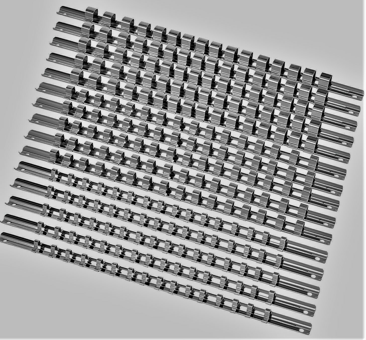 15pcs Socket Rails 1/4″ 3/8″ 1/2″ 16 Clip On Rail Tool Organizer Storage US SHIP