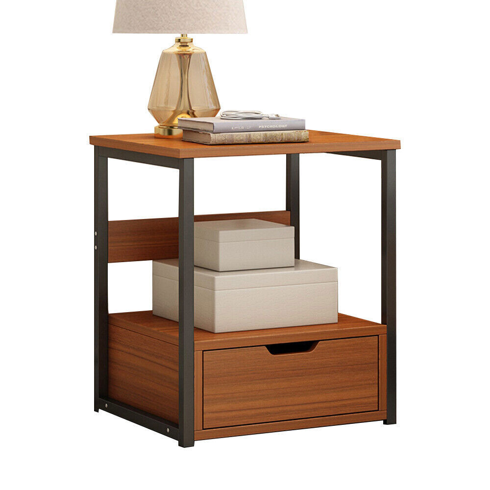 Bedside Table with Drawers Nightstand Solid Wood End Table Bedroom Storage