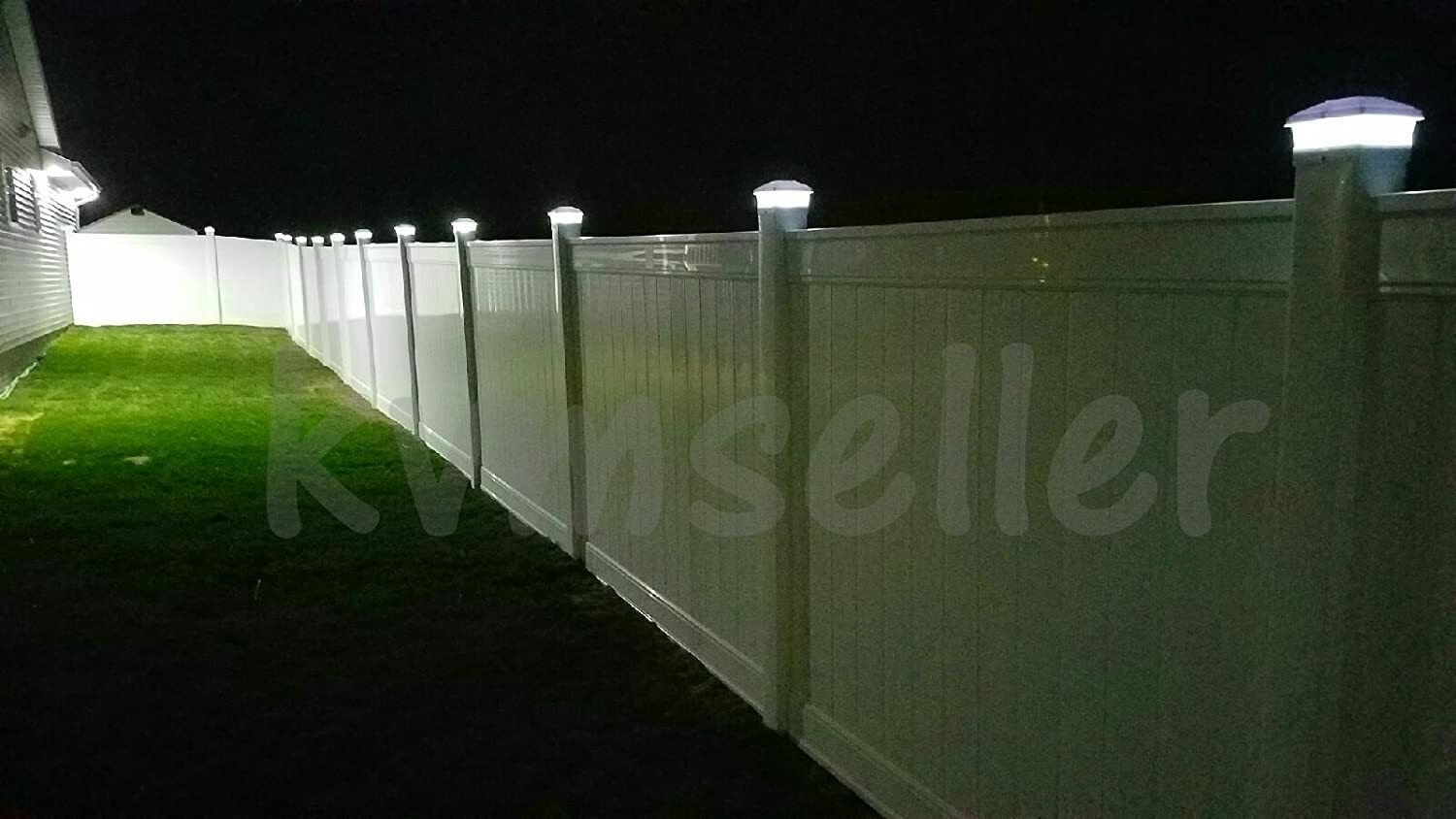 Relightable 18pk Solar Powered LED White 4X4 Wood & Vinyl Deck Post Fence 244WC