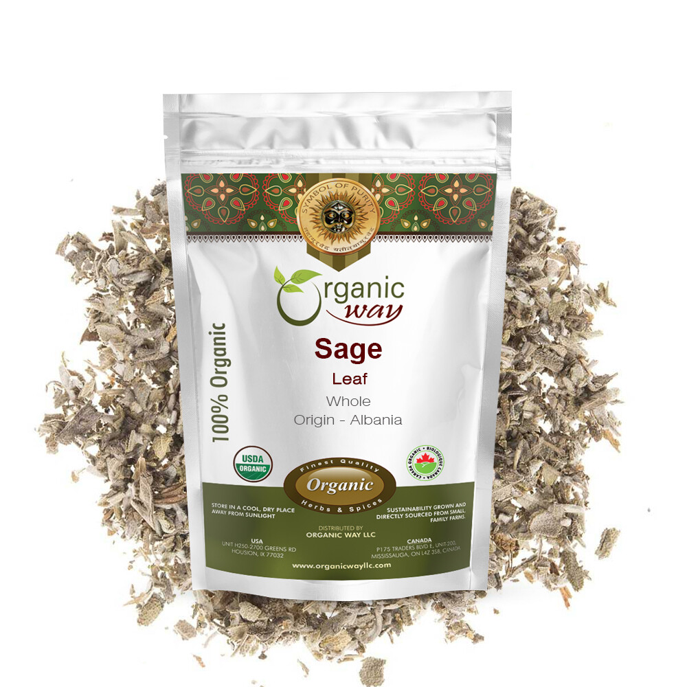 Organic Way Dried Sage Leaf Whole – Organic, Kosher & USDA Certified