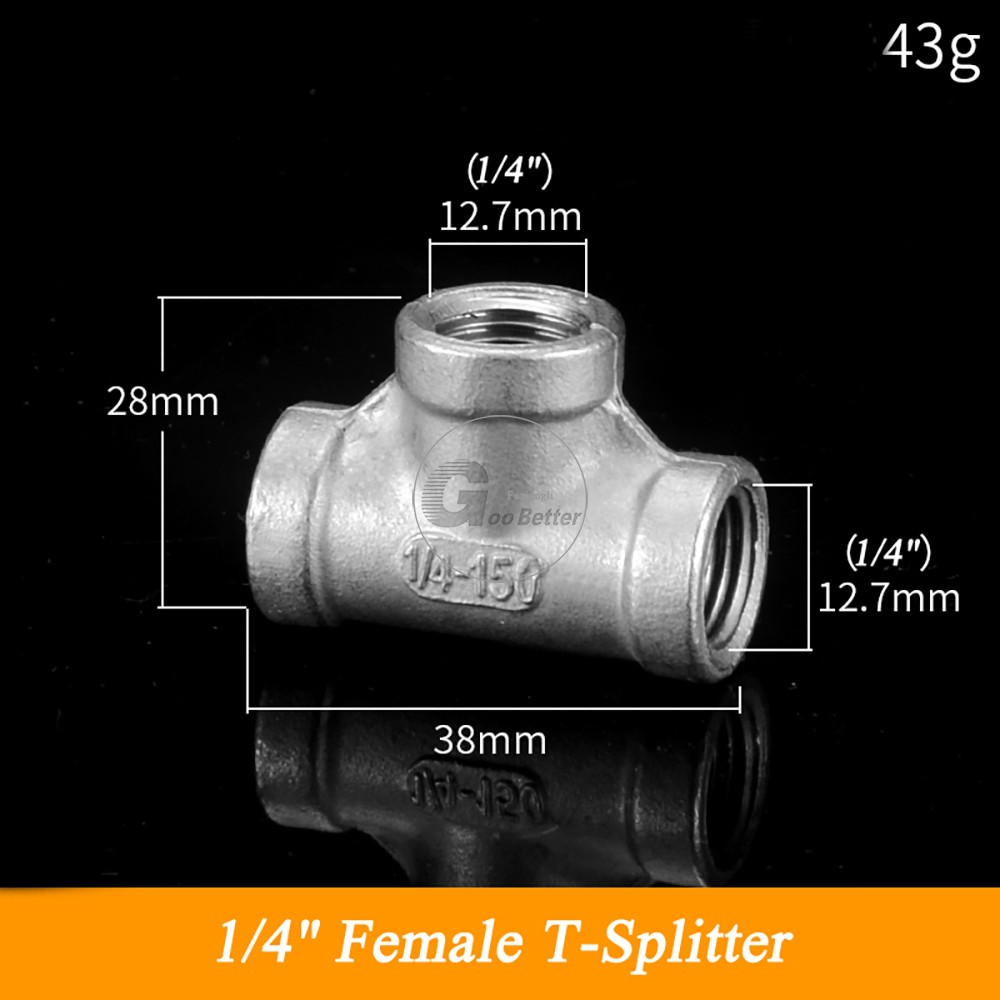 BSP 1/4″ to 4″ Male/Female 3-Way Tee Fitting A2 Stainless Steel Reducer Tee Pipe