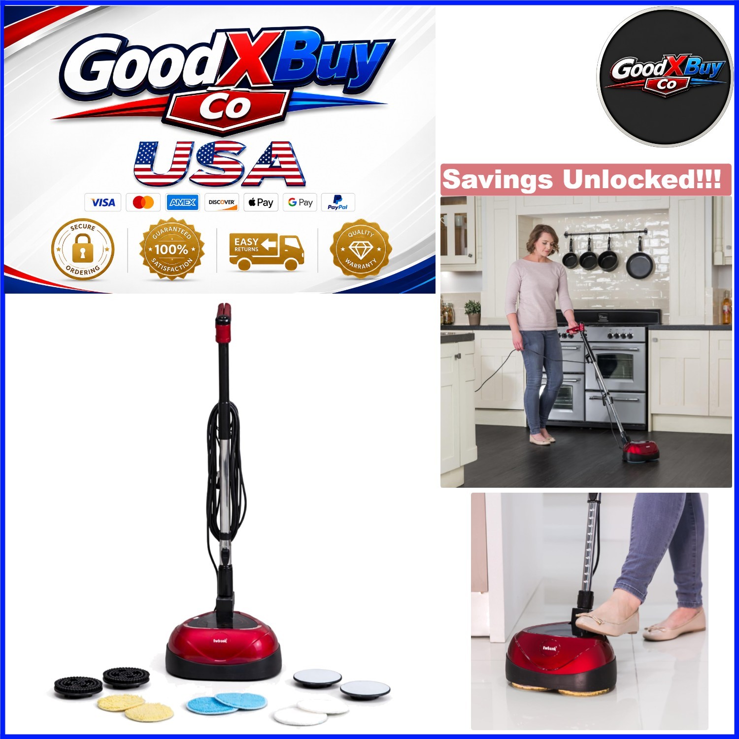 EP170 Multi-Use Floor Polisher Cleaner Scrubber & Buffer 2200 RPM Lightweight…