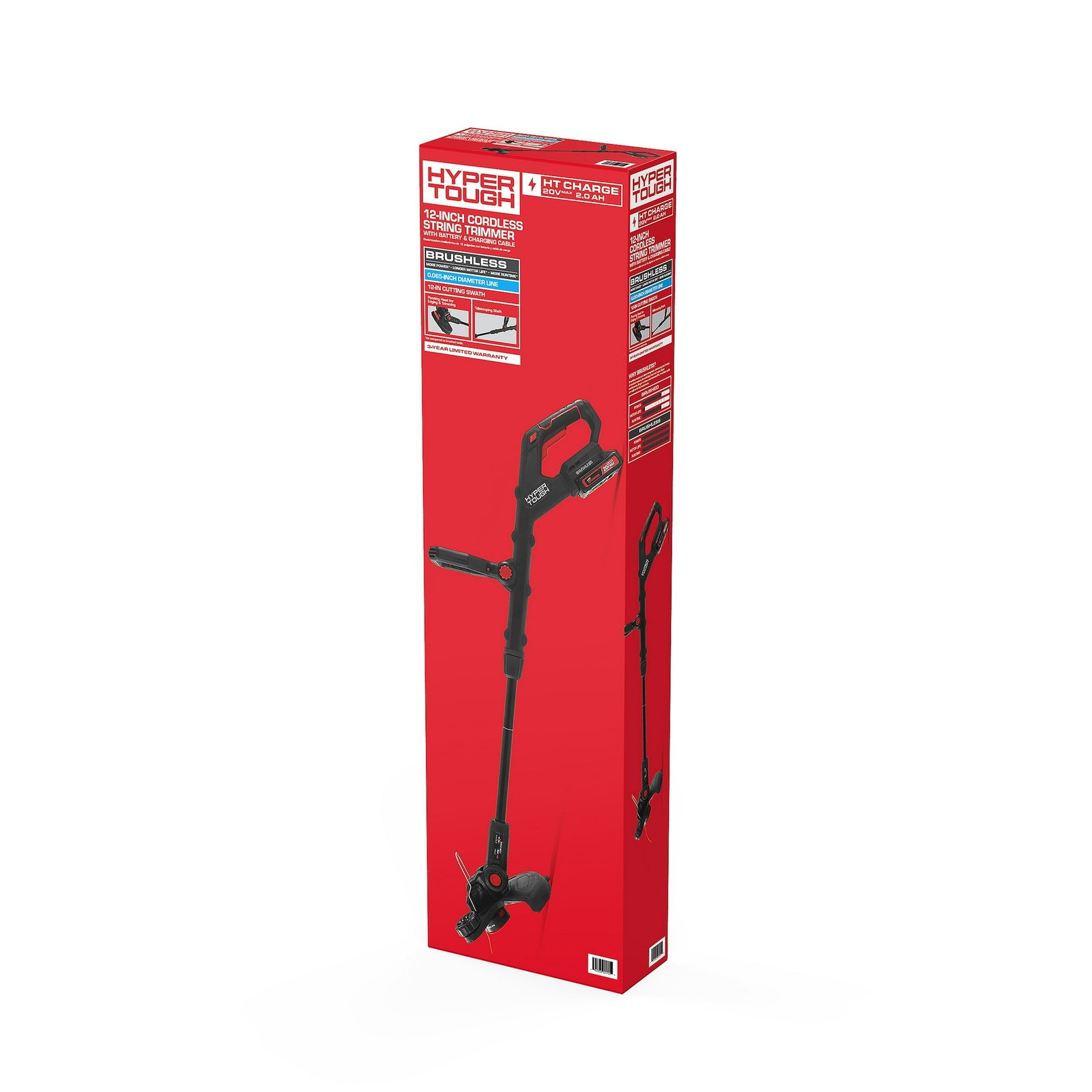 Hyper Tough 20V Brushless 12″ String Trimmer Kit 2.0Ah Open Box HT21-401-003-02