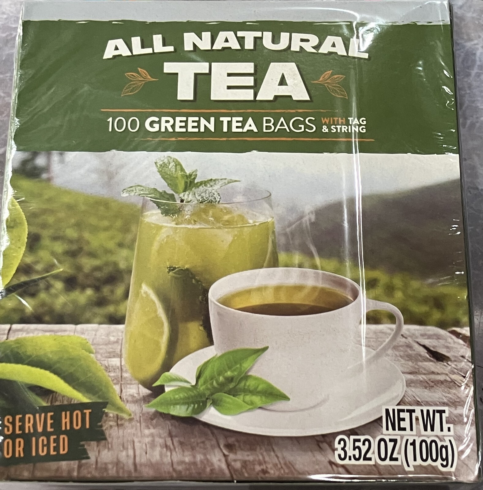 All-Natural Pure Green Tea-100 Ct Tea Bag-Serve Hot or Cold Free ship usa