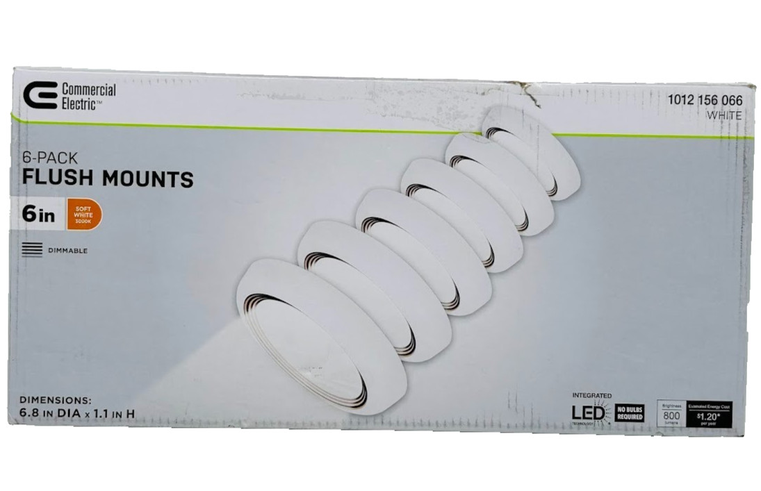 Commercial Electric 6-Pack 6 in. LED Surface Mount Downlight Flush Mount Light