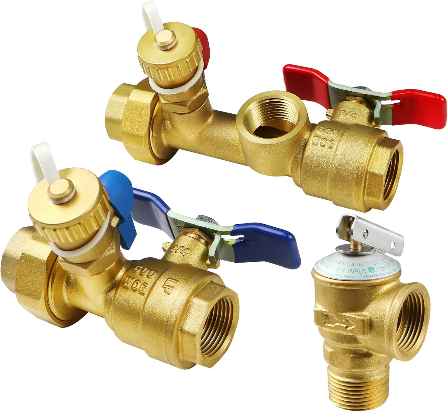 3/4″ Threaded Isolation Valve & Pressure Relief Kits for Tankless Water Heater