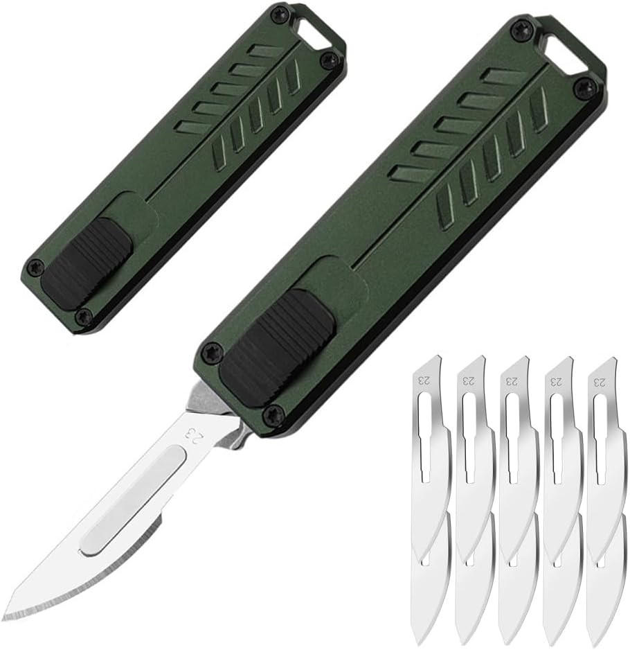 Automatic Retractable Utility Tool – EDC Pocket Box Cutter with 10pcs #23 Blades