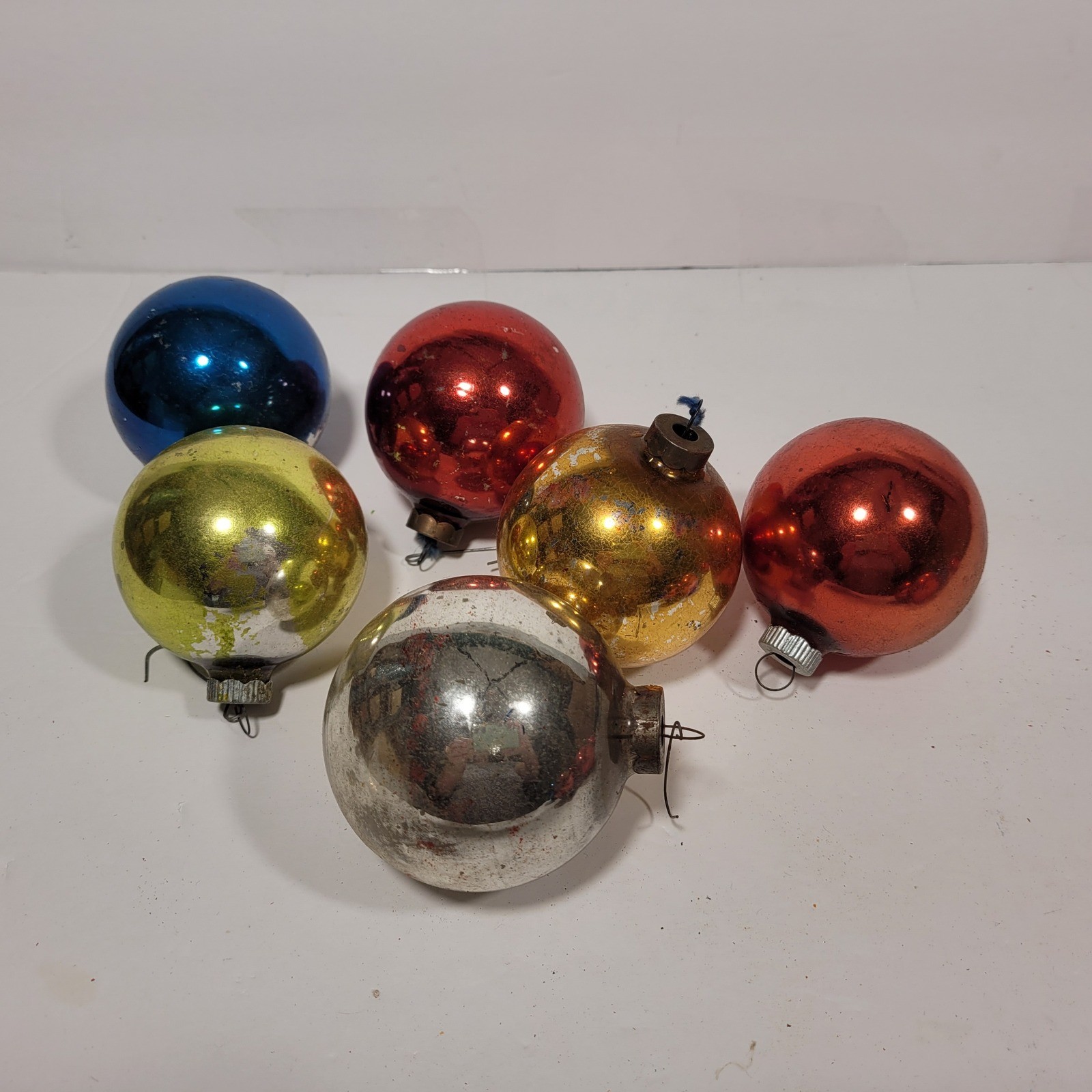 Vintage Glass Christmas Ornaments Shiny Brite Mercury Lot of 6 Holiday Decor *