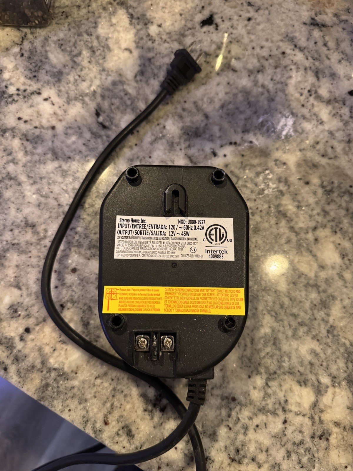 Hampton Bay Outdoor Lighting Transformer 45W Automatic Timer Black ETL Listed
