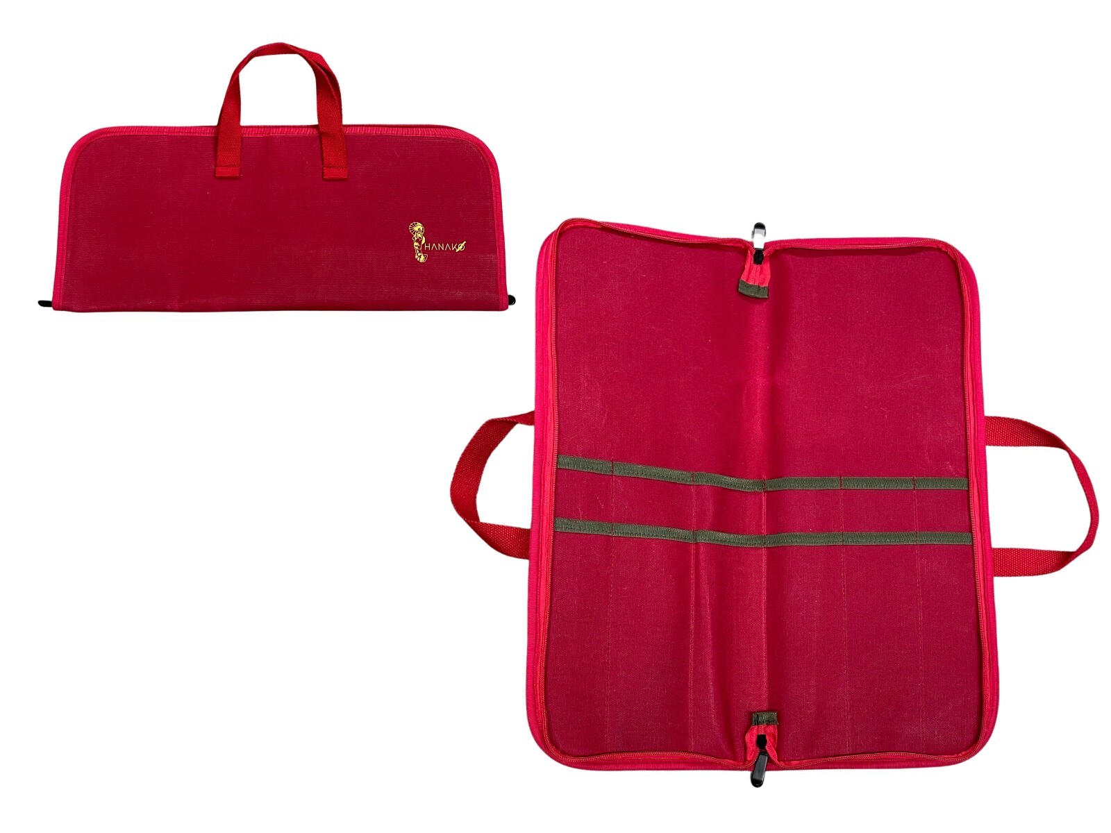 19 in Red Waxed Canvas Zippered Knife Bag – Tool Organizer Case Only No Knives