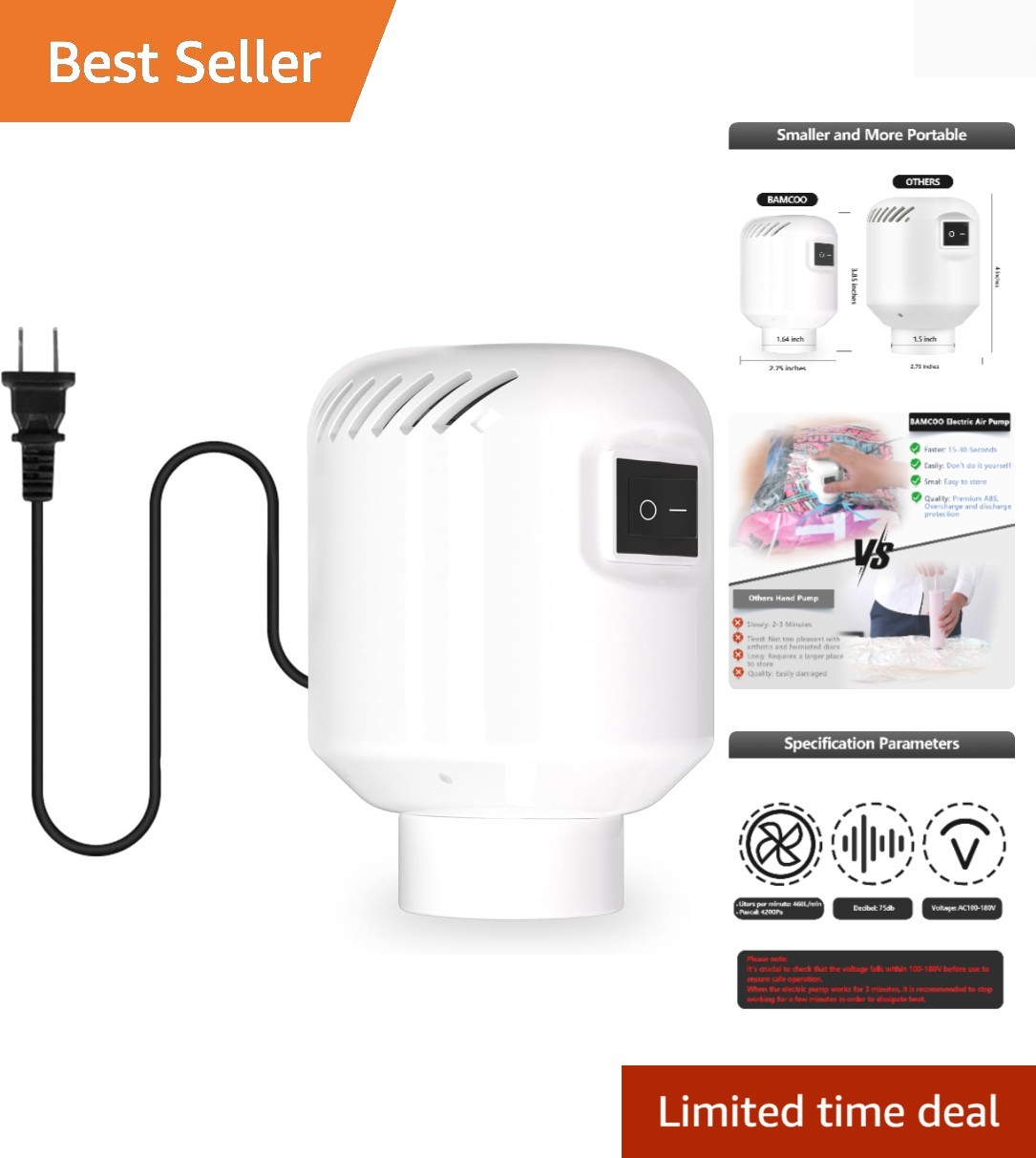 Electric Pump for Vacuum Storage Bags Travel Vacuum Pump for Various Vacuum S…