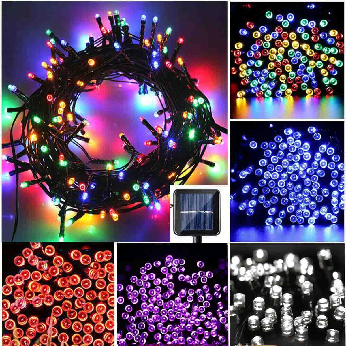 100 LED Solar Powered String Fairy Lights Outdoor Garden Wedding Party Xmas